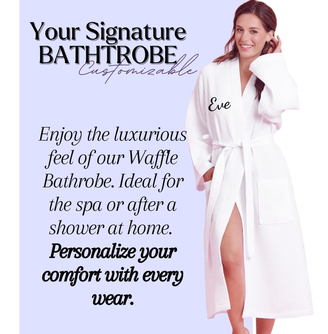 Premium Women's Long Waffle Cotton Bathrobe, Kimono Style, Luxury Robe Poly blend (White)