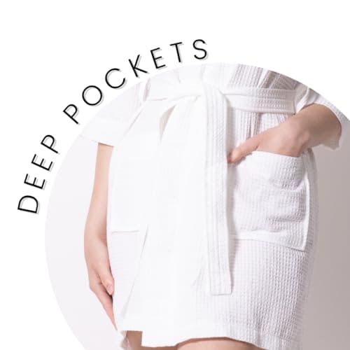 Women's Waffle Kimono Short Bathrobe- Luxurious Cotton, Absorbency, Lightweight (White)