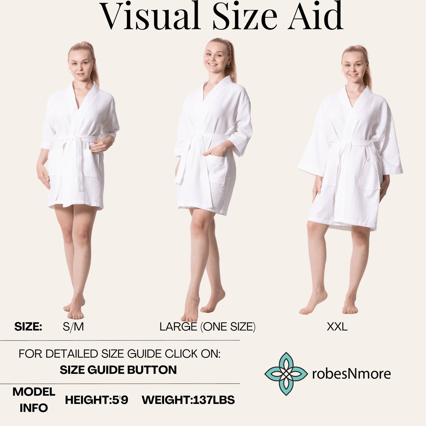 Women's Waffle Kimono Short Bathrobe - Luxury Turkish, New & Improved Value Edition