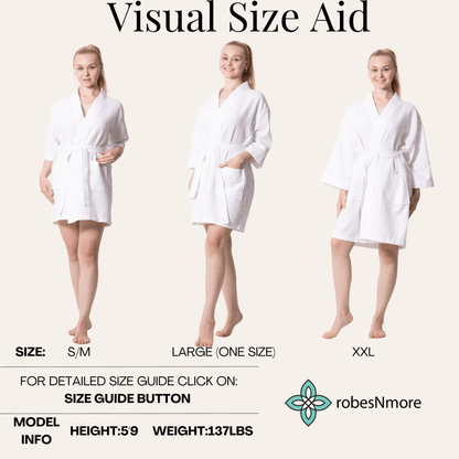 Women's Waffle Kimono Short Bathrobe - Luxury Turkish, New & Improved Value Edition