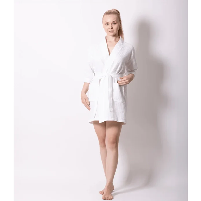 Women's Waffle Kimono Short Bathrobe - Luxury Turkish, New & Improved Value Edition