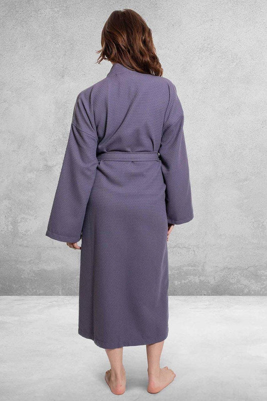 Women's Long Cotton Waffle Bathrobe, Kimono Style, Comfortable & Absorbent (ANT)