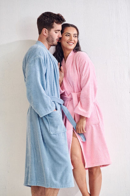 Women's Terry Cloth Cotton Bathrobe, Kimono Style, Comfort Soft & Fast Dry, (Pink)