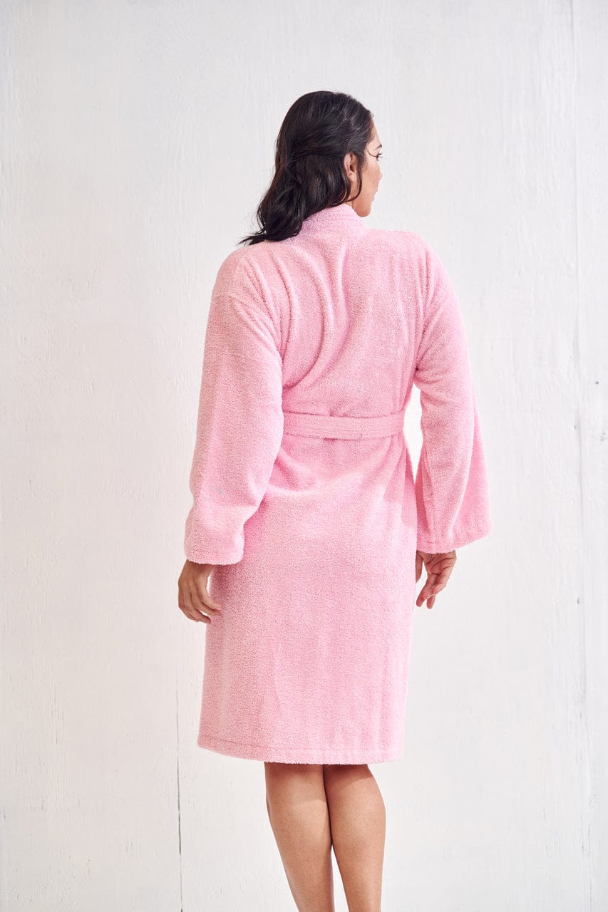 Women's Terry Cloth Cotton Bathrobe, Kimono Style, Comfort Soft & Fast Dry, (Pink)